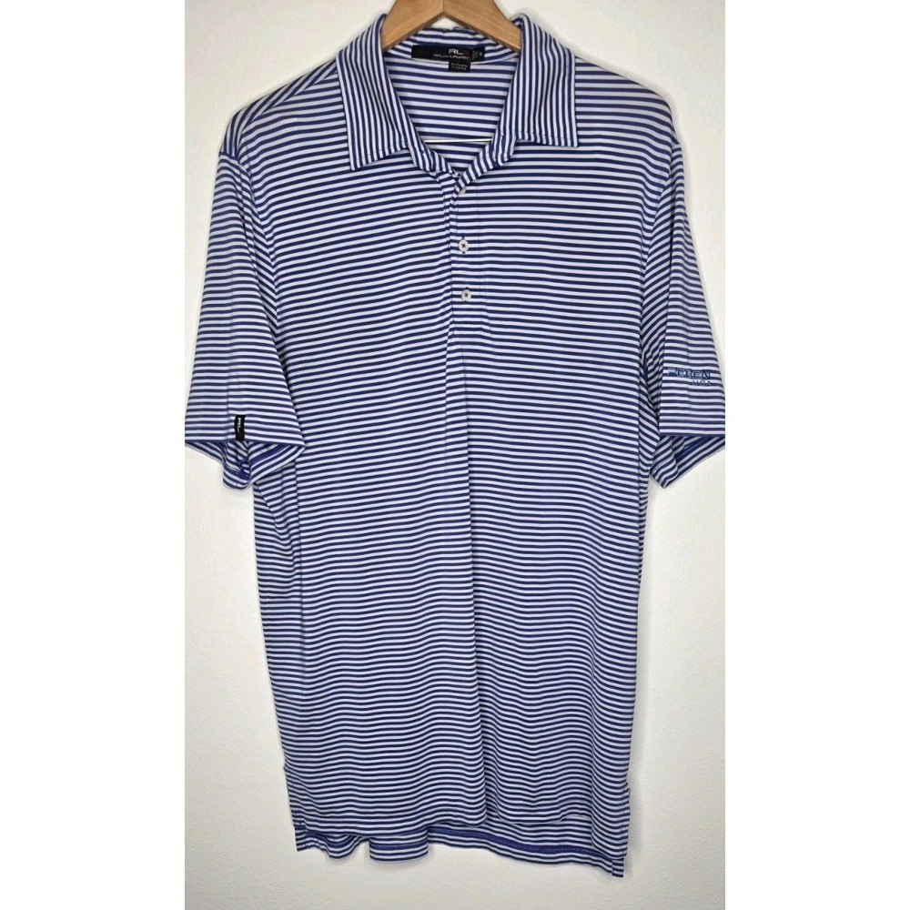 Polo Ralph‎ Lauren RLX Golf Shirt Men XL Blue Striped Performance Breathable